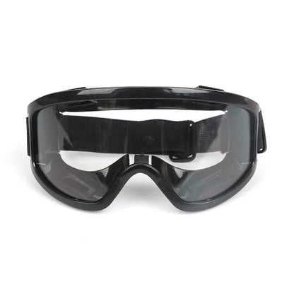 Clear anti-fog safety glasses by BACKUPMYFILESNOW, designed for riding, skiing, and sports, with adjustable fit and splash protection.