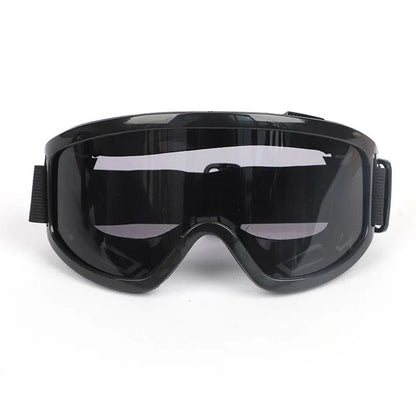 Clear anti-fog safety glasses by BACKUPMYFILESNOW® with adjustable fit, designed for riding, skiing, and protection from dust and splashes.