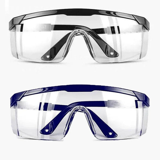 Transparent anti-splash safety goggles by BACKUPMYFILESNOW.COM® with optical lenses, windproof and dustproof for work and cycling.