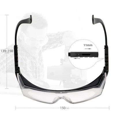 Transparent anti-splash safety goggles by BACKUPMYFILESNOW.COM® with windproof, dustproof protective lenses for work and cycling.