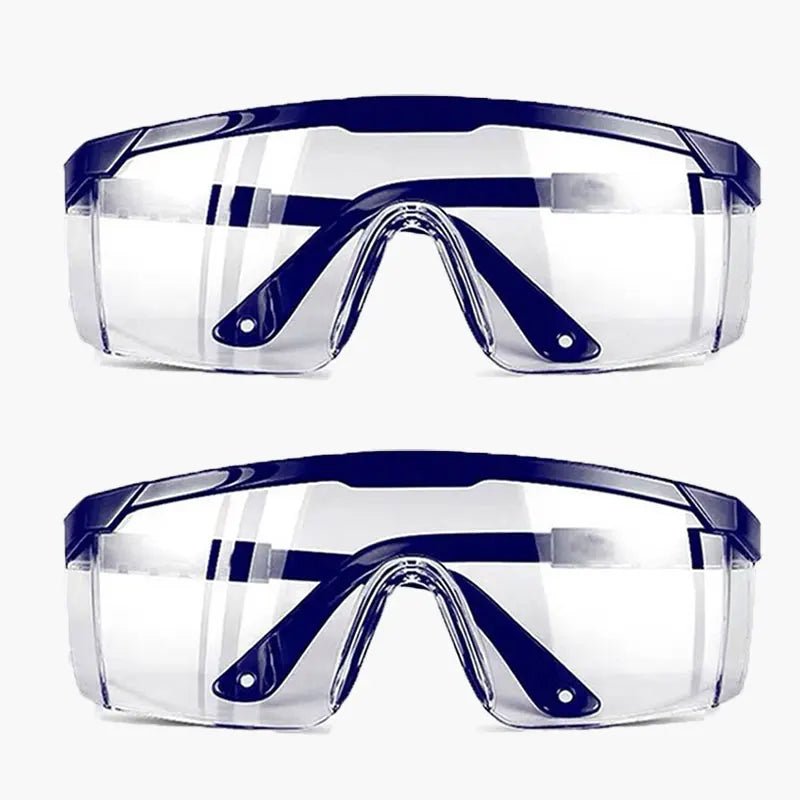 Transparent anti-splash safety goggles with windproof and dustproof protective lenses, ideal for cycling and work safety.