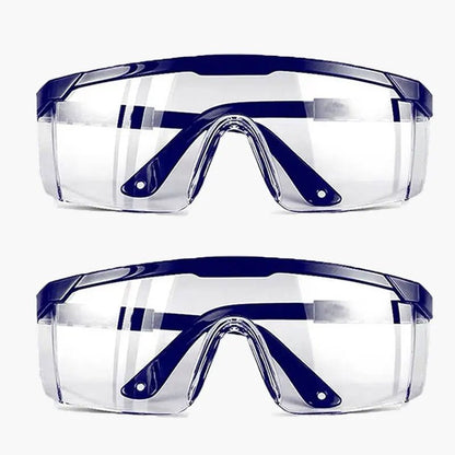 Transparent anti-splash safety goggles with windproof and dustproof protective lenses, ideal for cycling and work safety.