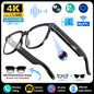 Smart AI translation smart glasses with transparent lenses, 4K camera, Bluetooth, music, call features, and intelligent recording.