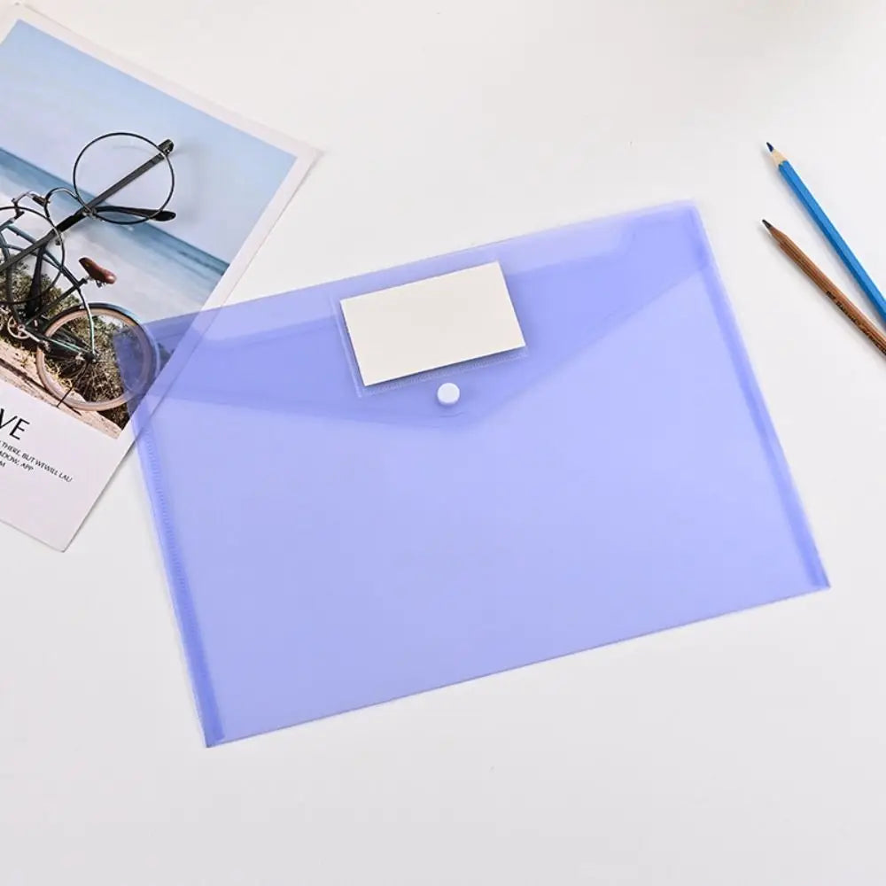 Transparent PP A4 folder from BackupMyFilesNow.com, ideal for organizing documents, stationery, and school supplies.