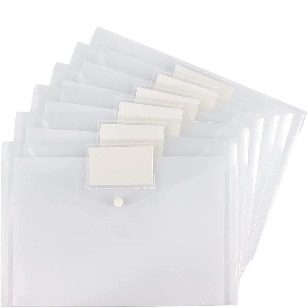 Transparent PP A4 folder from BackupMyFilesNow.com with document compartments, ideal for office or school paper organization.