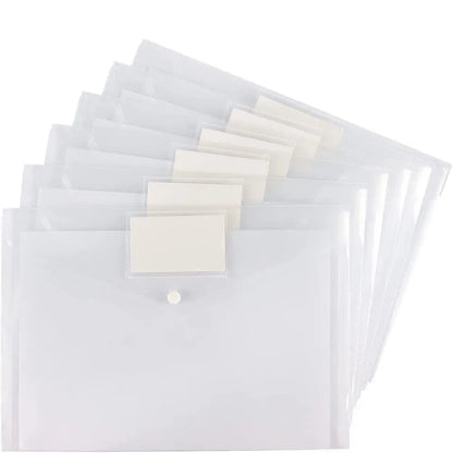 Transparent PP A4 folder from BackupMyFilesNow.com with document compartments, ideal for office or school paper organization.