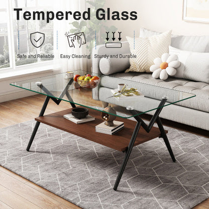 Rectangular coffee table with wooden finish and metal legs, modern design, from BACKUPMYFILESNOW.COM®