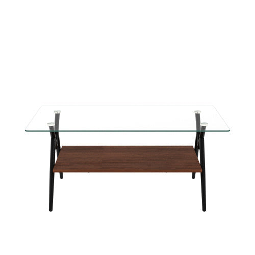 Rectangular coffee table by BACKUPMYFILESNOW.COM® with wooden top and sleek metal legs in a modern living room setting