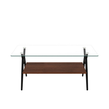 Rectangular coffee table by BACKUPMYFILESNOW.COM® with wooden top and sleek metal legs in a modern living room setting