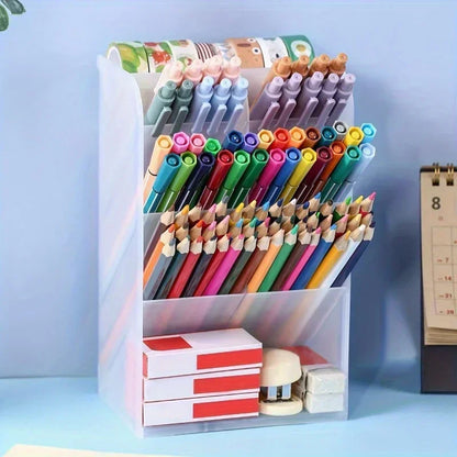Transparent pencil holder and desk organizer tray for pens, pencils, and office supplies, by BackupMyFilesNow.com