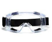 Transparent safety goggles with anti-splash dust-proof clear lenses for industrial lab work and research eye protection.