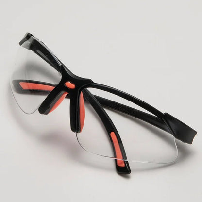 Transparent safety goggles for cycling and lab work, protective eyewear with secure fit and clear lenses by BACKUPMYFILESNOW.COM®.