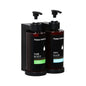 Wall-mounted hotel shampoo and shower gel bottles with hand sanitizer boxes and manual soap dispensers, no punching required.