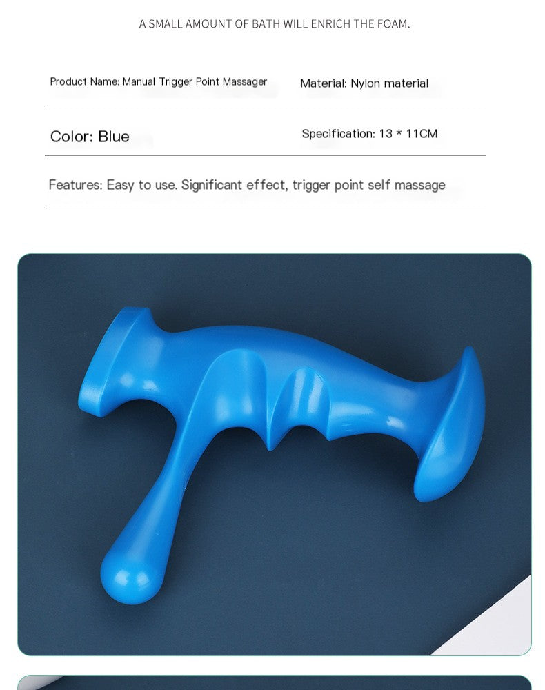 Manual trigger point massager in green, designed for targeted muscle relief by BACKUPMYFILESNOW.COM®