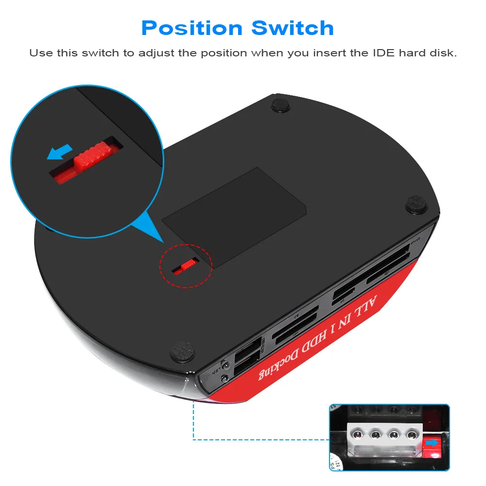 BackupMyFilesNow.com dual IDE and SATA external hard drive docking station with USB 2.0 and Type C ports for 2.5 and 3.5-inch drives