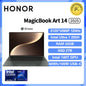 Honor MagicBook Art 14 2025 laptop with 14.6-inch 3.1K OLED screen, 32GB RAM, 1TB SSD, in green color, front view.