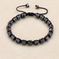 Natural stone hematite and dragon blood beads braided men's and women's bracelet, handmade jewelry for couple health and style.