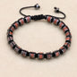 Men's and women's braided bracelet featuring natural hematite, dragon blood beads, and unakite stones, handmade jewelry for health and style.