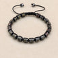 Natural stone hematite and dragon blood beads braided men's bracelet, handmade jewelry for women and couples, health-focused design.