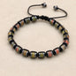 Men's and women's braided bracelet featuring natural hematite, dragon blood beads, and unakite stones, handmade jewelry for health and style.
