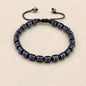 Unakite and hematite men's bracelet with braided design, featuring dragon blood beads, handmade jewelry for women and couples.