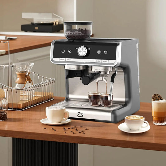 20 Bar espresso coffee machine with grinder, semi-automatic espresso maker for latte and cappuccino by BackupMyFilesNow.com
