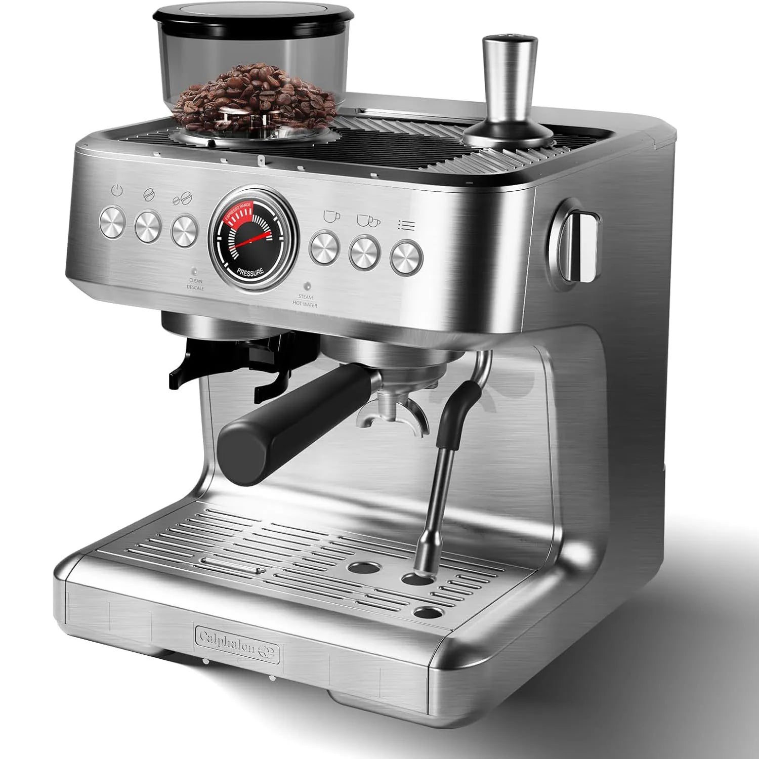 BackupMyFilesNow.com espresso machine with grinder, 20-bar semi-automatic coffee maker, PID control, milk frother, 95oz water tank