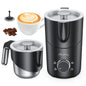 Electric milk frother and steamer for coffee, 8-in-1 BackupMyFilesNow.com, large 400ml capacity, detachable and dishwasher safe.