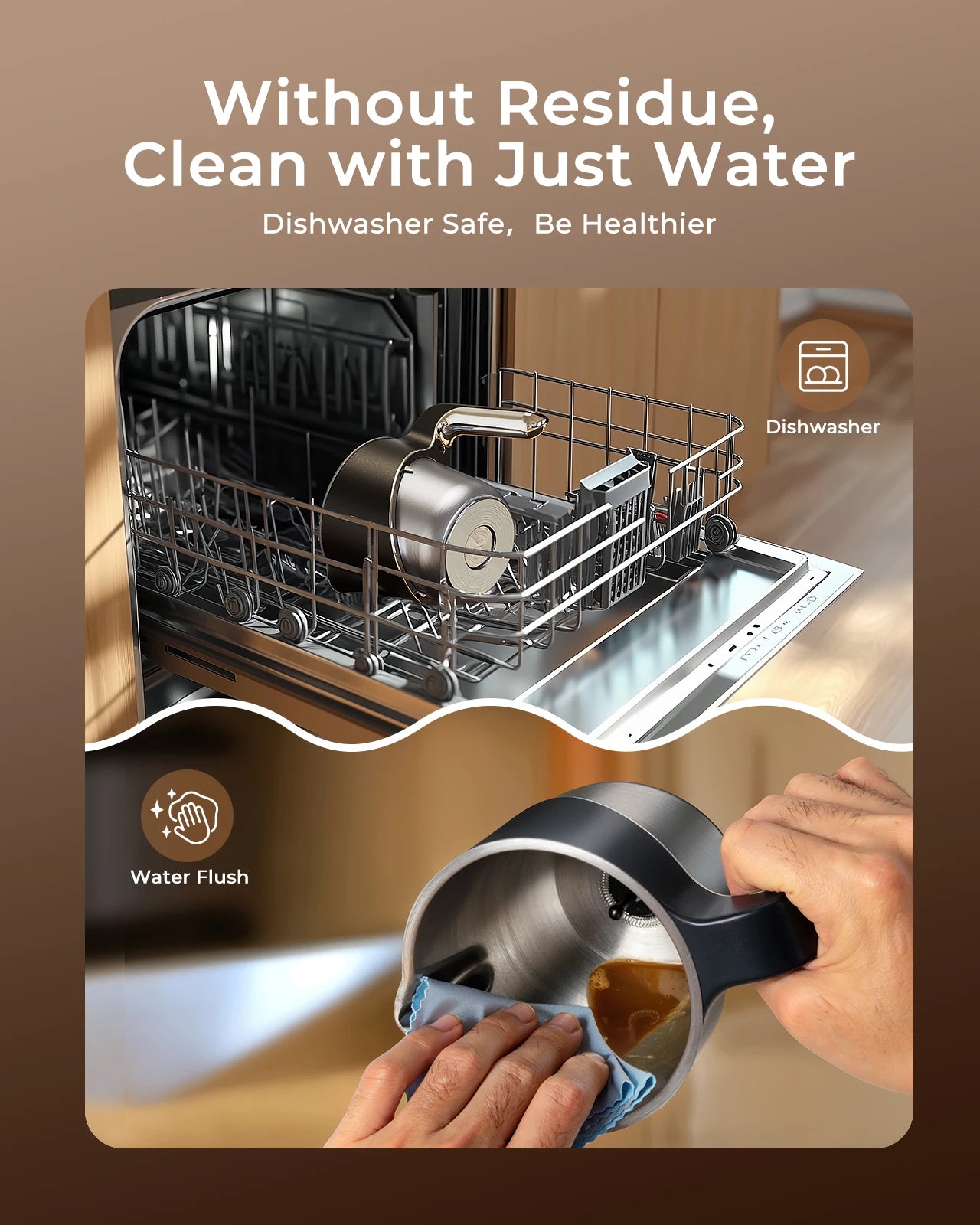 Electric milk frother and steamer for coffee, 8-in-1 BackupMyFilesNow.com, 400ml capacity, detachable, dishwasher safe.