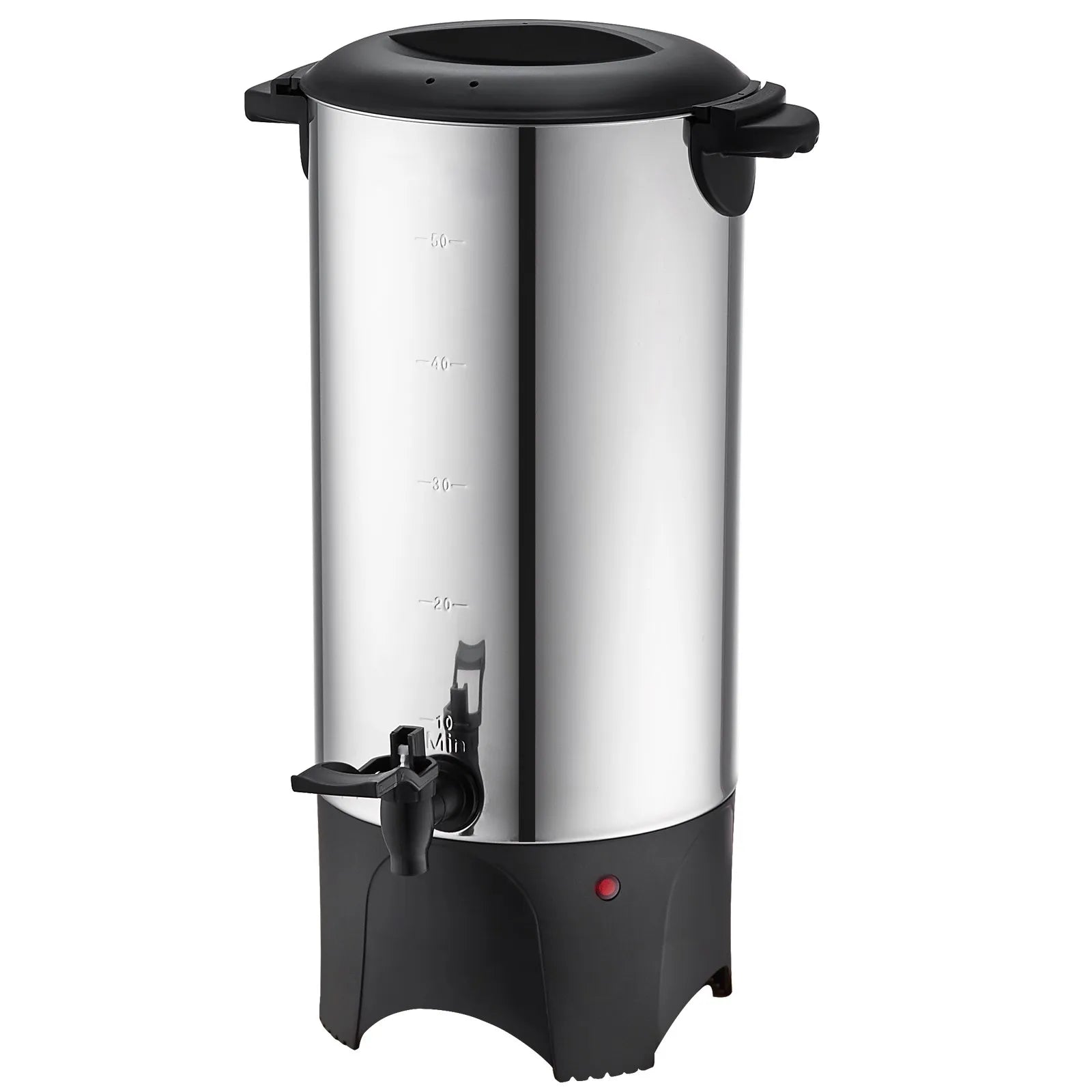 SucceBuy stainless steel 50-cup commercial coffee urn with digital display, large capacity, and 1000W electric brewing for quick service.