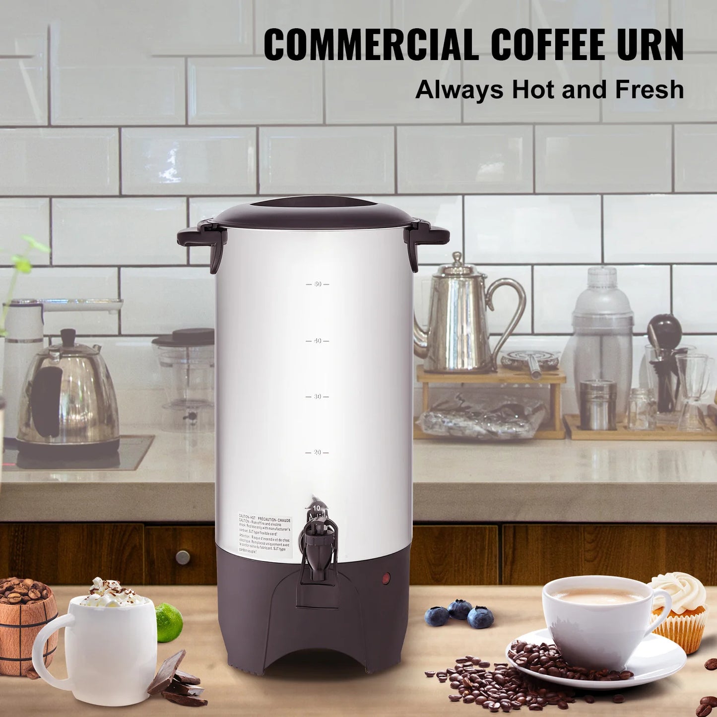 Stainless steel SucceBuy 50-cup commercial coffee urn by BackupMyFilesNow.com, electric coffee dispenser for quick brewing.