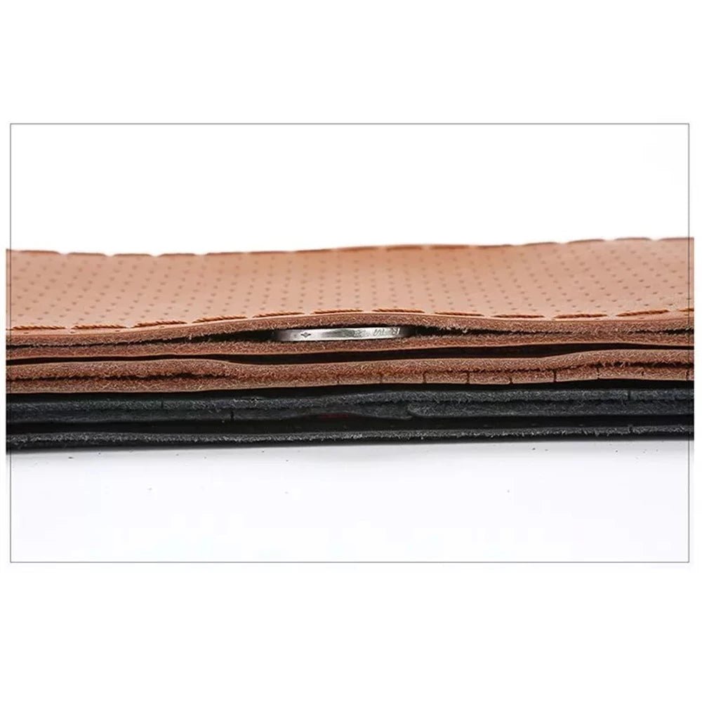 Universal 38cm leather braid steering wheel cover with genuine cowhide, hand-sewn with needles and thread for a stylish upgrade.