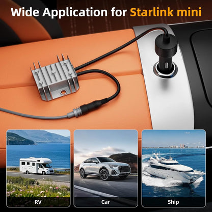 Silver Starlink Mother Head VOITA VT-DD12303 portable DC-DC converter from BACKUPMYFILESNOW.COM®, dustproof, waterproof, CE/ROHS certified, 30V/3A.