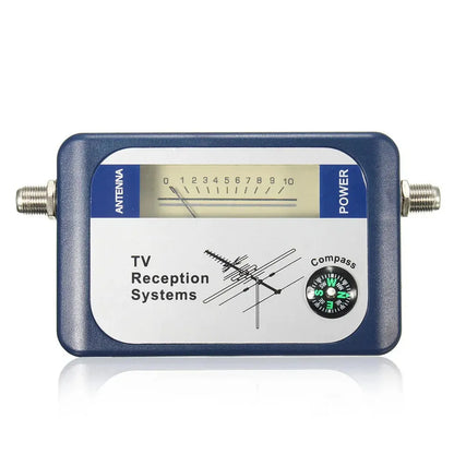 BackupMyFilesNow DVB-T2 TV antenna satfinder with digital signal strength meter and pointer for terrestrial and satellite signal detection.