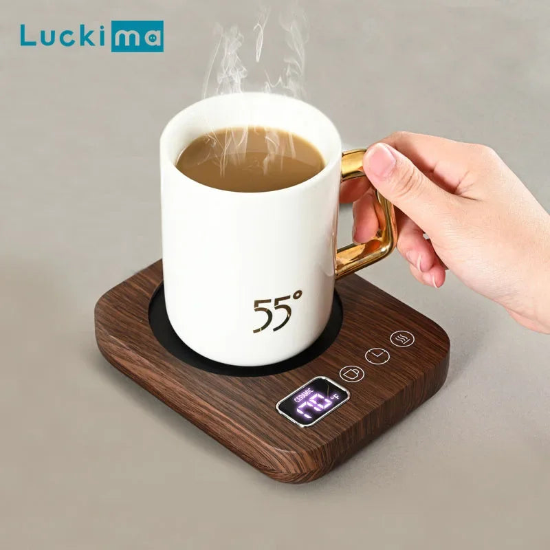 New coffee mug warmer for desk and home with 3 temperature settings, auto shut-off, electric beverage heating plate, smart cup warmer.