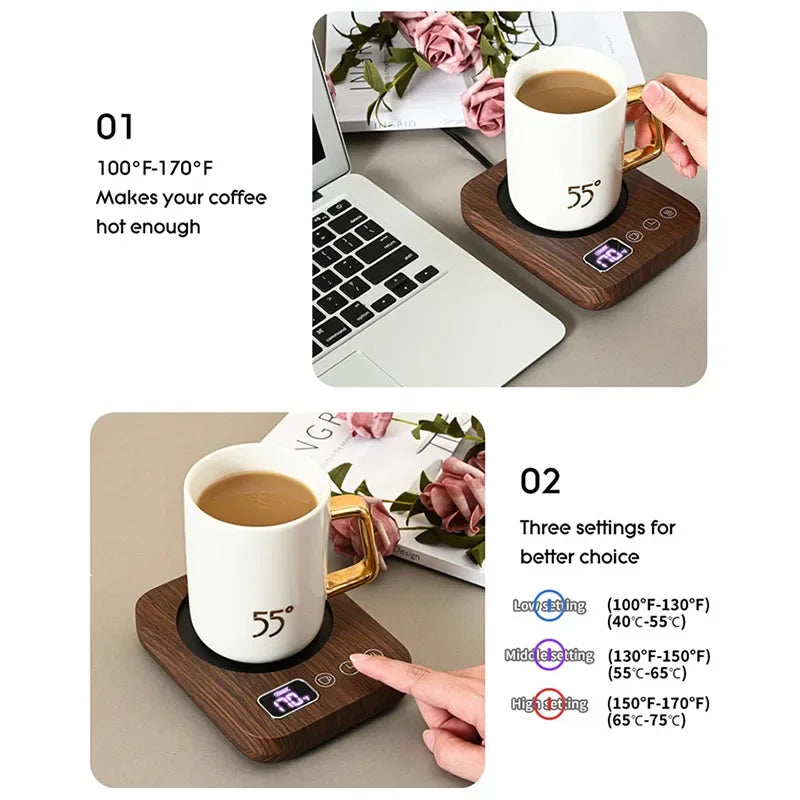 New coffee mug warmer for desk and home with 3 temperature settings, auto shut-off, electric beverage heating plate, by BackupMyFilesNow.com