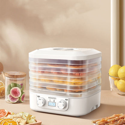 Household fruit dehydrator for snacks and food drying, with multiple trays and control settings, by BACKUPMYFILESNOW.COM®.