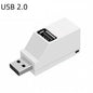 White USB 3.0 and 2.0 rotatable 3-port hub splitter for PC, laptop, and MacBook with high-speed data transfer.