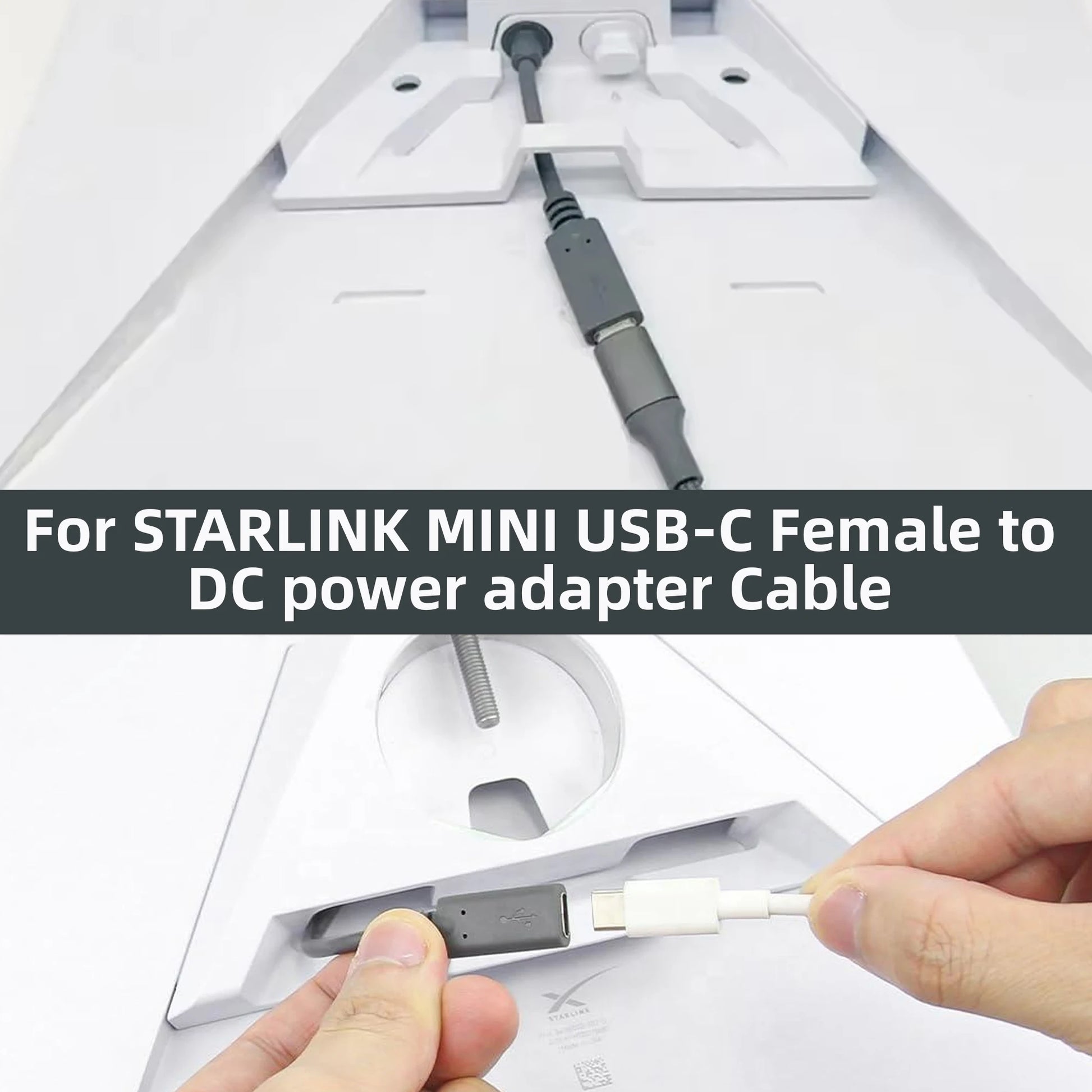 BackupMyFilesNow Starlink Mini USB-C to DC power adapter cable, weatherproof outdoor use, high-quality D C plug for Starlink Mini.