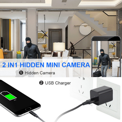 Mini hidden camera for home security by BackupMyFilesNow.com, full HD 1080p, night vision, audio, DVR, discreet nanny cam.