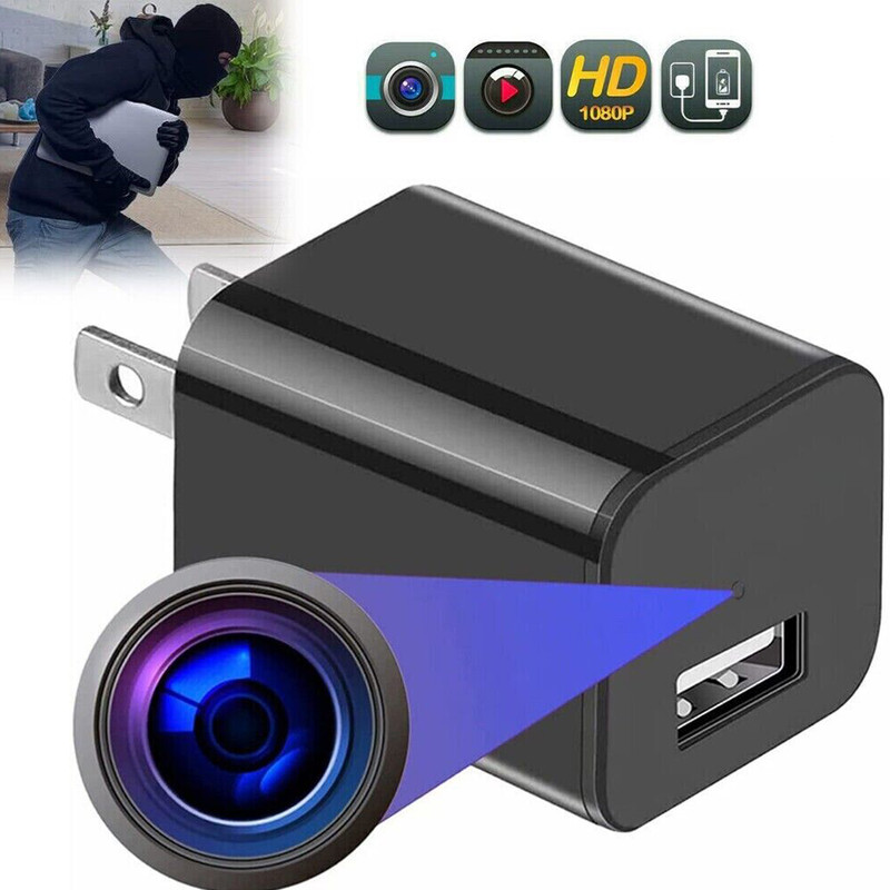 Mini hidden security camera by BackupMyFilesNow.com showing full HD 1080P footage, night vision, and audio for home security and nanny monitoring.