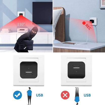 Mini hidden home security camera with full HD 1080P video, night vision, audio, and DVR recording for nanny cam and surveillance.