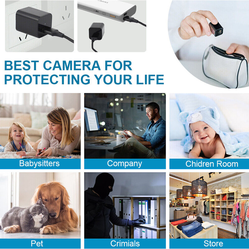 Mini hidden camera for home security by BackupMyFilesNow.com, Full HD 1080P, night vision, audio, and DVR recording.