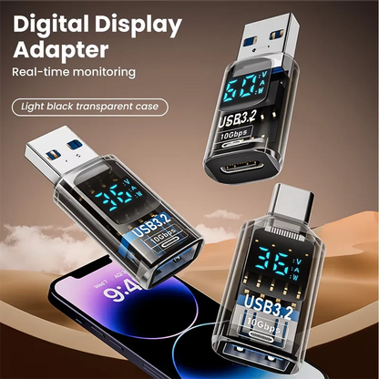 BackupMyFilesNow USB 3.2 digital display adapter connecting USB male to female, supports fast charging and 10Gbps data transfer for PCs and laptops.