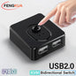 USB 3.0 KVM switch by BackupMyFilesNow.com with USB hub, bidirectional switch, and shared controller for keyboard, mouse, and printer.