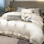 Silky 100% bamboo bedding set with duvet cover, bed sheet, pillowcases in vanilla color, luxurious and cooling organic bamboo bed linen.
