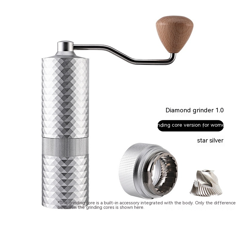 Black manual coffee grinder by BACKUPMYFILESNOW.COM® with a compact design and adjustable burrs for fresh coffee grounds.