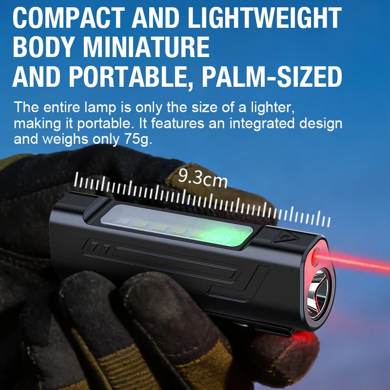 Infrared strong light flashlight with pen clip, magnetic base, USB charging, long endurance, ideal for outdoor emergency warning.