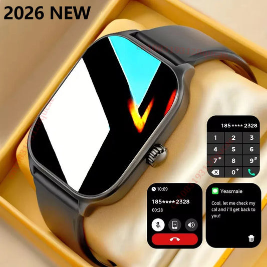 2026 Smart Watch with 2.01-inch color screen, Android/iOS compatibility, Bluetooth call, fitness tracker for women and men
