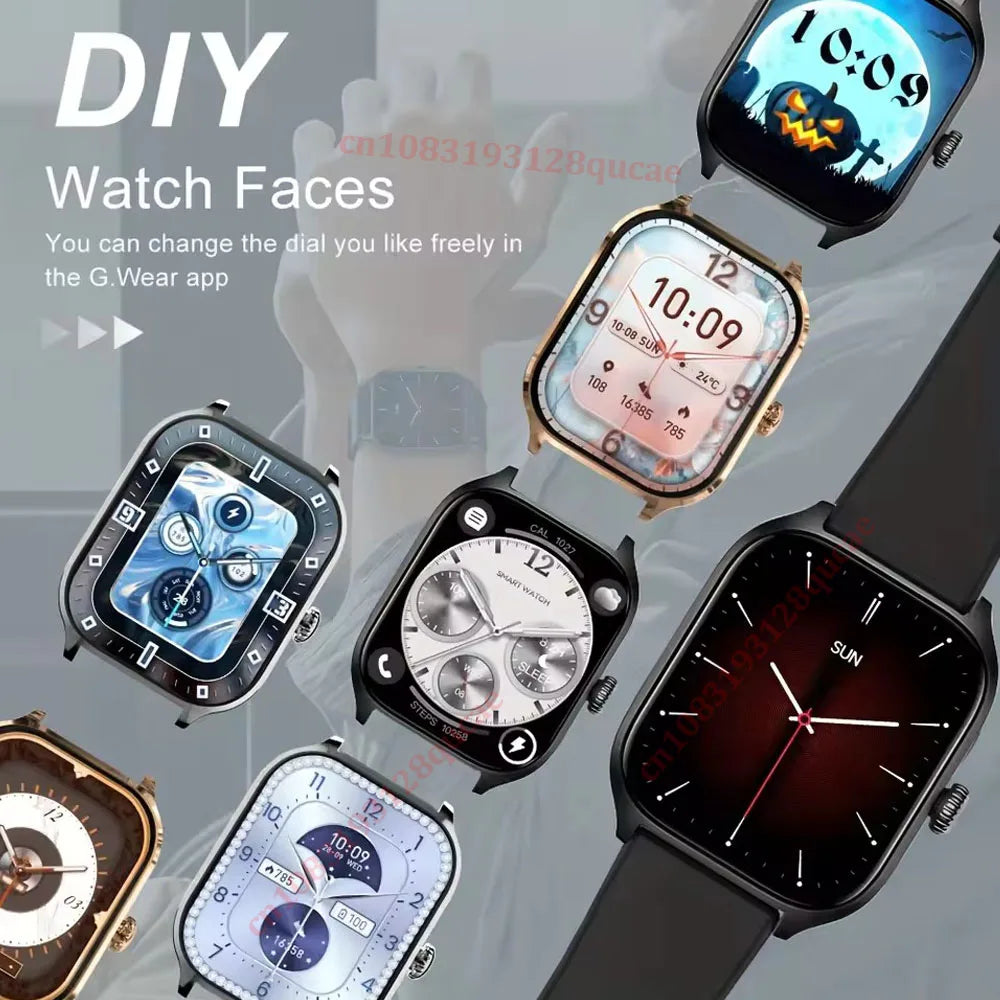 2026 Smart Watch with 2.01-inch color screen, Bluetooth, fitness tracker, and call answer feature for women and men.